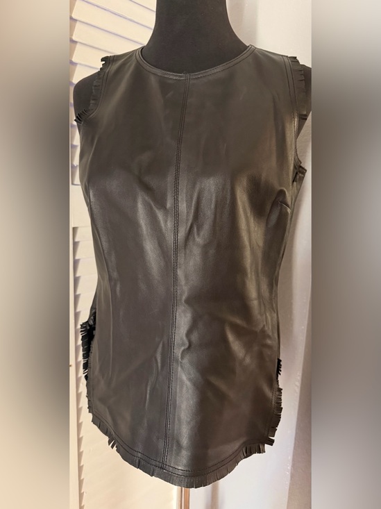 Etcetera Tops - Etcetera Black Leather Sleeveless Top